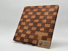 Load image into Gallery viewer, Walnut and Cherry Cutting Board Checkered Pattern (13 x 13 x 1/2)