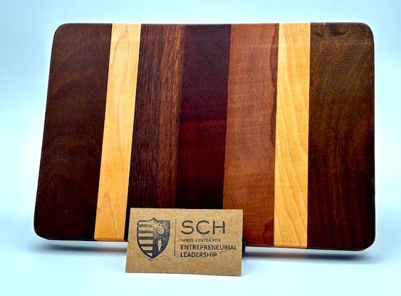 Handcrafted Three-Wood Cutting Board (11 x 7 x 1)